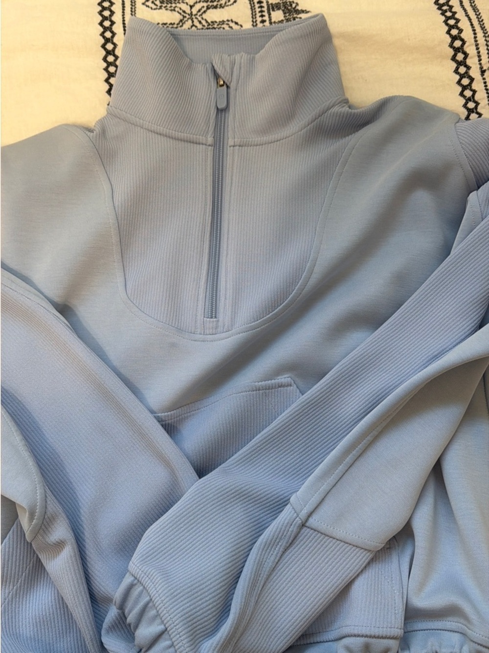 lululemon athletica Light Blue Ribbed Quarter-Zip Scuba Hoodie